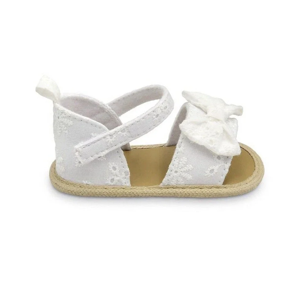 Carter's Baby Girls' White Eyelet Bow Espadrille Sandals 0-3 Months NIB
